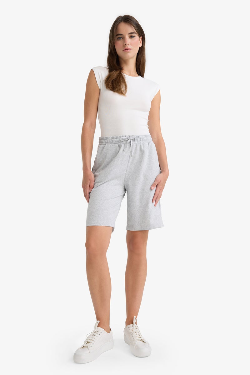 DeFacto Grey Woman Regular Fit Regular Waist Thin Bermuda Shorts Casual - Image 4